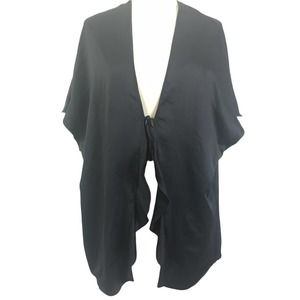 Victoria Secret Black Satin Ruffle Robe